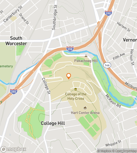 कॉलेज ऑफ द होली क्रॉस हंट के लिए स्कैवेंजर हंट वॉकिंग टूर का नक्शा