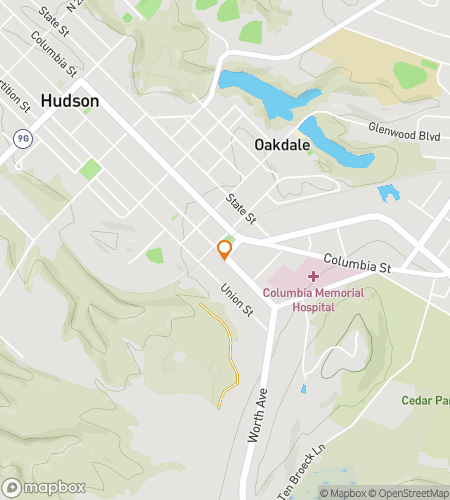 Map of scavenger hunt walking tour for Hudson Hysteria Hunt