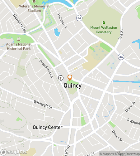 Map of scavenger hunt walking tour for Downtown Quincy Questcapade