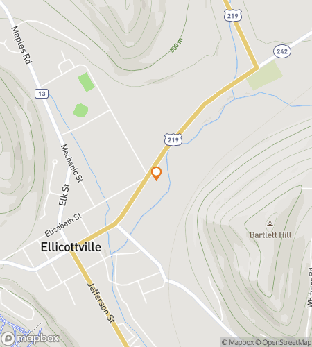 Map of scavenger hunt walking tour for Ellicottville Snowy Slopes & Small-Town Glow