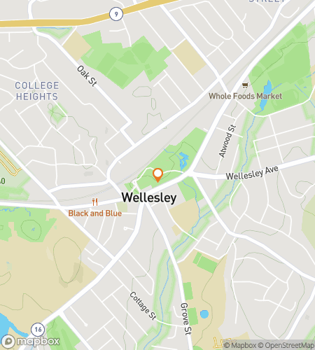 Térkép a Wellesley College kincsvadászat gyalogtúrájához: A Kék Kötés Küldetés