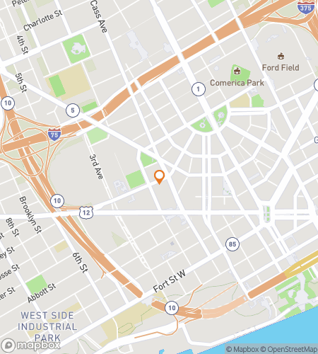Map of scavenger hunt walking tour for Detroit Ghost Hunt