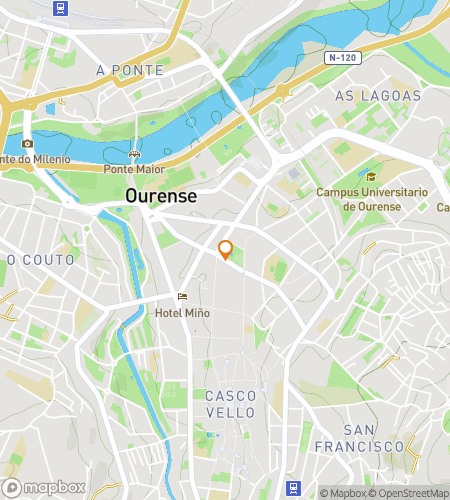 Hartă a turului pedestru de vânătoare de comori pentru vânătoarea de comori din Ourense