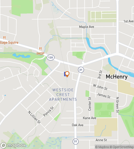 Map of scavenger hunt walking tour for Mc-Henry Up! The Fox River McHenry Hunt