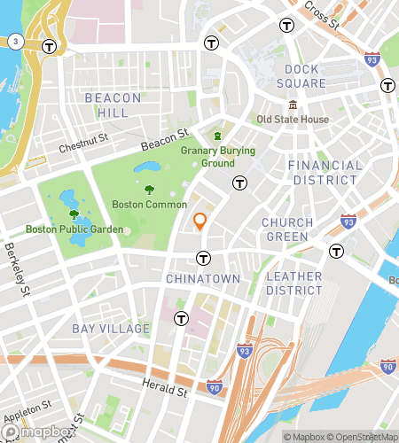 Map of scavenger hunt walking tour for Emerson College Hunt