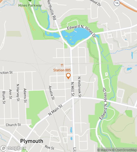 Map of scavenger hunt walking tour for Plymouth Michigan Bar Hunt