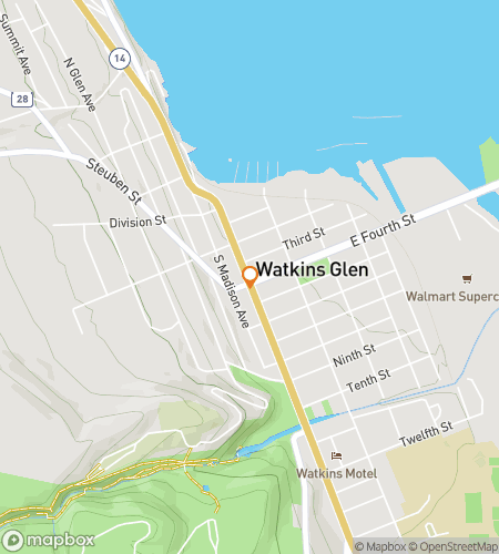 Map of scavenger hunt walking tour for Winning Watkins Glen Adventure