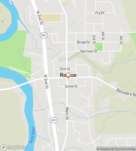 Map of scavenger hunt walking tour for Roscoe Small-Town Spark Exploration