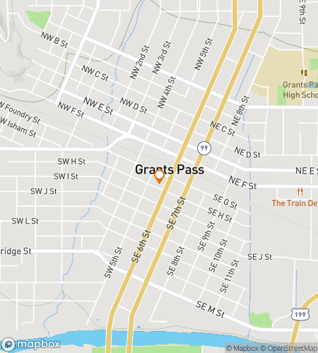 Map of scavenger hunt walking tour for You Shall Not Pass… Without Exploring Grants Pass