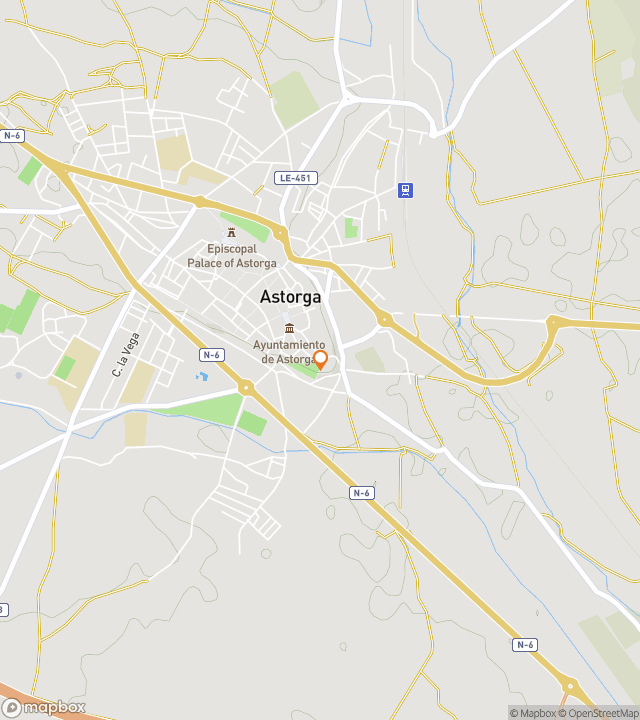 Kart over scavenger hunt-gåtur for Astorga Arcana: Gaudí til ære