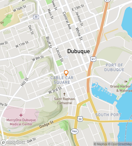 Map of scavenger hunt walking tour for Dubuque Bar Crawl