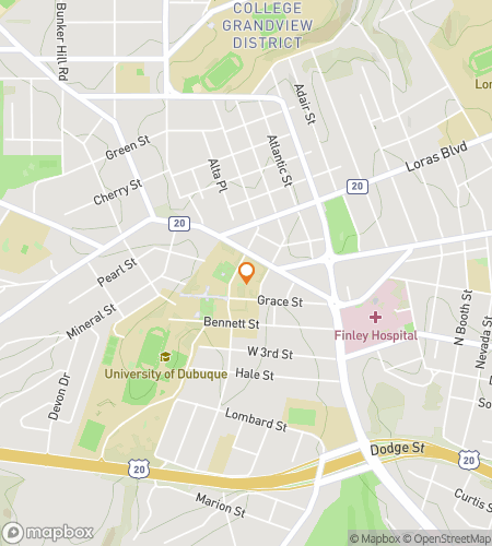 Map of scavenger hunt walking tour for The Dubuque Dash