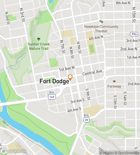 Map of scavenger hunt walking tour for Dodge This: The Frontier Fort Dodge Hunt