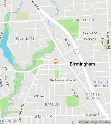 Hartă a turului de vânătoare de comori pe jos pentru Comoara Istorică a Birmingham-ului