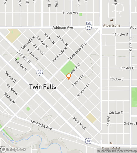Map of scavenger hunt walking tour for Twin Falls Tricky Treasures