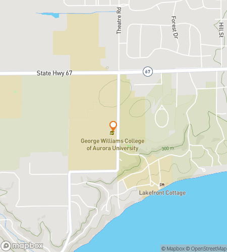 Map of scavenger hunt walking tour for George Williams College of Aurora University Hunt