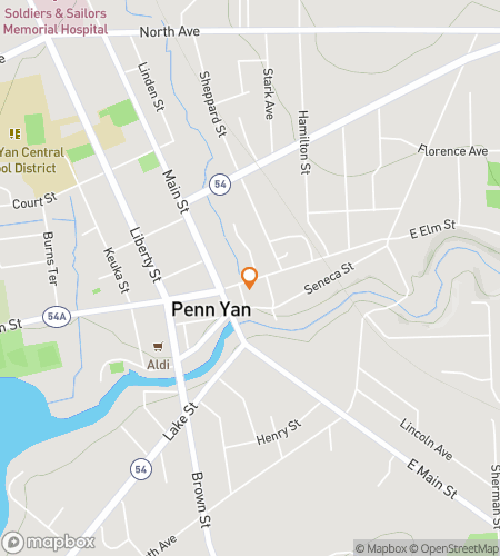 Térkép a Penn Yan Kincsvadászat Kalandjának séta-kincsvadászatához