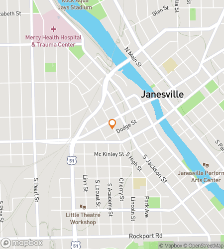 Map of scavenger hunt walking tour for Janesville Jamboree Treasure Hunt