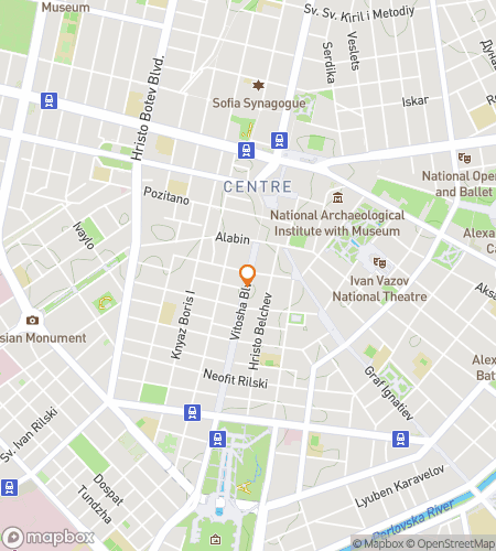 Map of scavenger hunt walking tour for Sofia University Hunt