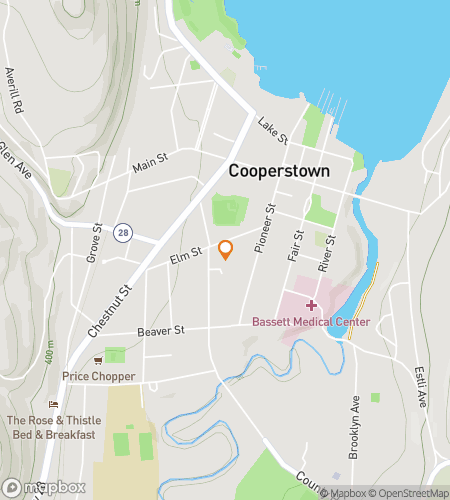 Map of scavenger hunt walking tour for Curse of Ghoulperstown: The Cooperstown Haunted Trail