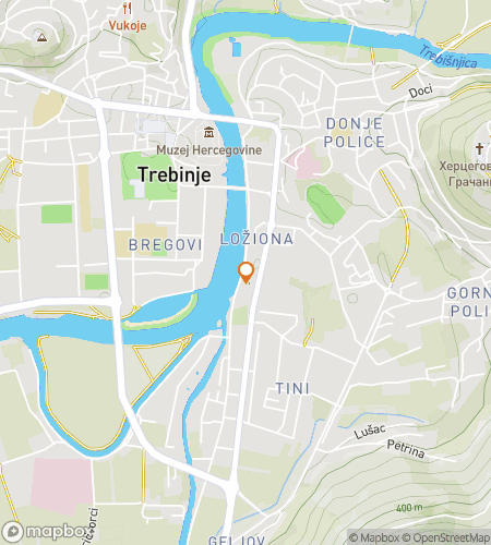 Kort over skattejagt vandretur for Rivers & Rooftops&colon; The Trebinje Hunt