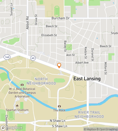 Map of scavenger hunt walking tour for East Lansing Michigan Bar Hunt