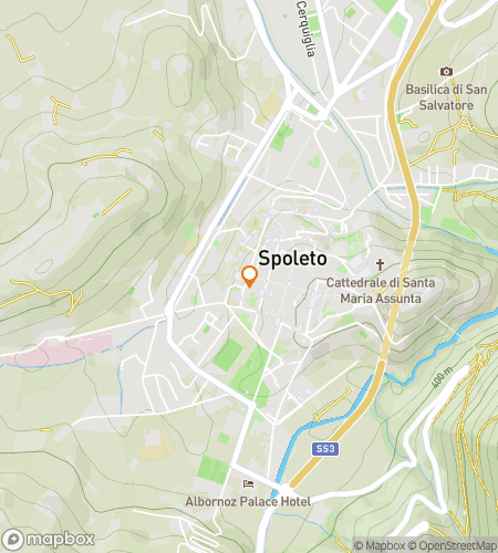 Map of scavenger hunt walking tour for Bridge & Basilica: The Spoleto Story Sprint