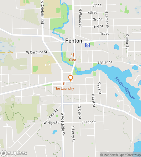 Map of scavenger hunt walking tour for Fenton‘s Dazzling Dibbleville Dash