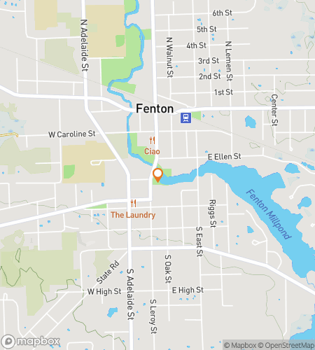 Map of scavenger hunt walking tour for Fenton‘s Dazzling Dibbleville Dash