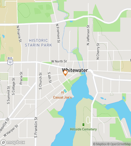 Map of scavenger hunt walking tour for Whitewater Kettle Moraine Gateway Adventure