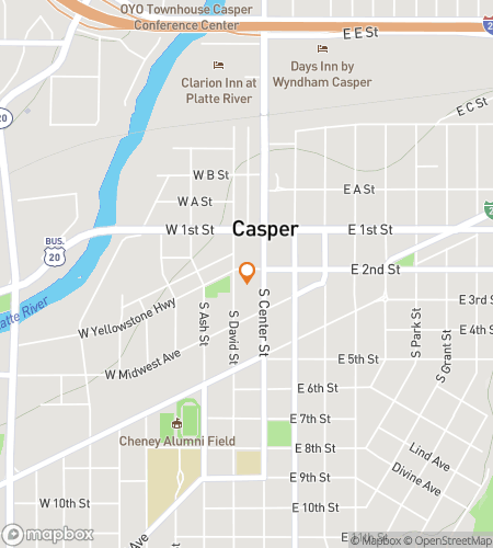 Map of scavenger hunt walking tour for Casper Bar Crawl