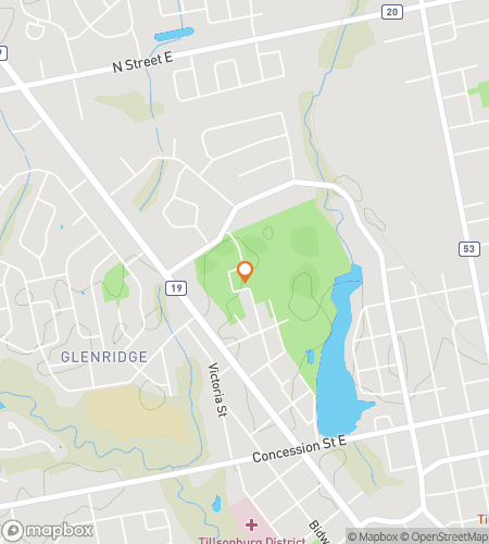 Map of scavenger hunt walking tour for Tillsonburg Scavenger Hunt