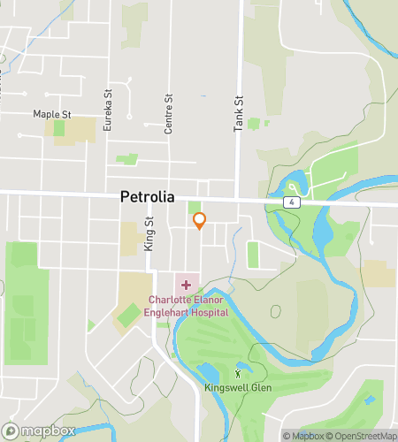 Map of scavenger hunt walking tour for Petrolia‘s Puzzling Pumper Pursuit