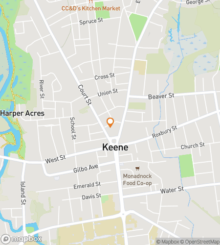 Mapa del recorrido a pie de b&uacute;squeda del tesoro para el Keen Search de Keene