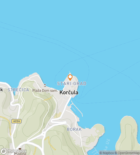 Kaart van de speurtocht wandeltocht voor Korčula’s Kustexpeditie