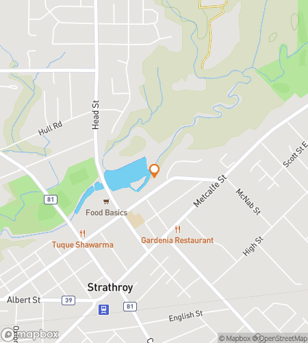 Map of scavenger hunt walking tour for Strath Right On! The Small-Town Strathroy Hunt