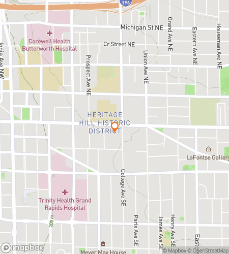 Map of scavenger hunt walking tour for Grand Rapids Ghost Hunt