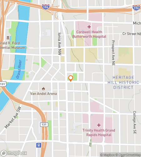 Map of scavenger hunt walking tour for Grand Hunt Round River City