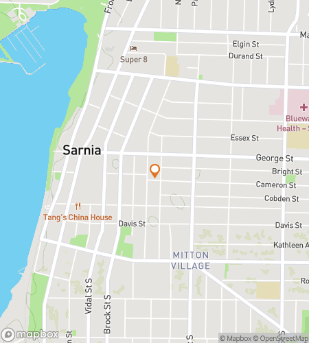 Map of scavenger hunt walking tour for Sarnia Hunt