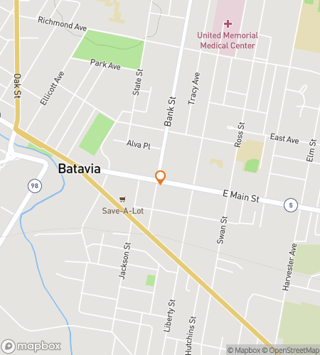 Map of scavenger hunt walking tour for Batavia‘s Bountiful Bonanza Hunt