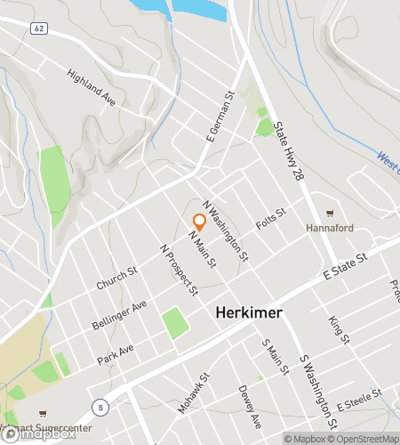 Map of scavenger hunt walking tour for Herkimer‘s Hidden Hysteria Hunt