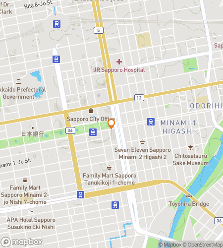 Map of scavenger hunt walking tour for Clue-shi Desu! The Sapporo Sleuth Hunt