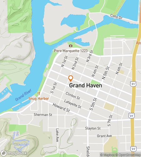 Mapa pěšího prohlídky honby za pokladem Grand Haven's Galavanting Gulls Quest