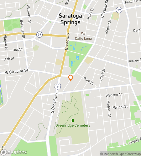 Map of scavenger hunt walking tour for The Haunting of Saratoga Springs