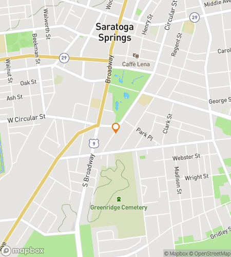 Map of scavenger hunt walking tour for Saratoga Springs Ghost Hunt Tour