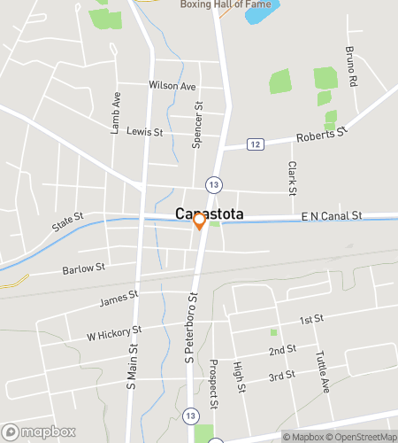 Map of scavenger hunt walking tour for Canastota Canal Capers Hunt