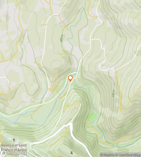 Map of scavenger hunt walking tour for Peace, Piety & Puzzles: The Assisi Adventure