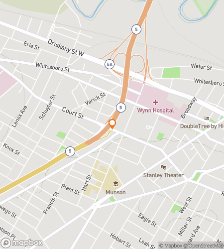 Map of scavenger hunt walking tour for Utica‘s Uptown Treasure Trove