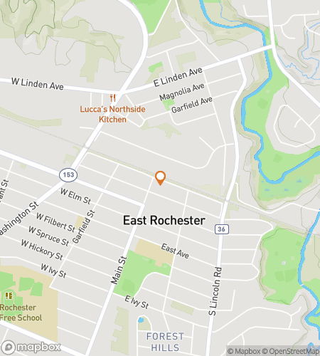 Map of scavenger hunt walking tour for East Rochester Riddle Romp