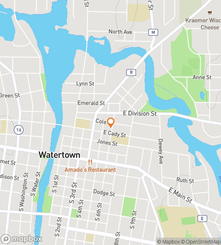 Map of scavenger hunt walking tour for Watertown Scavenger Hunt